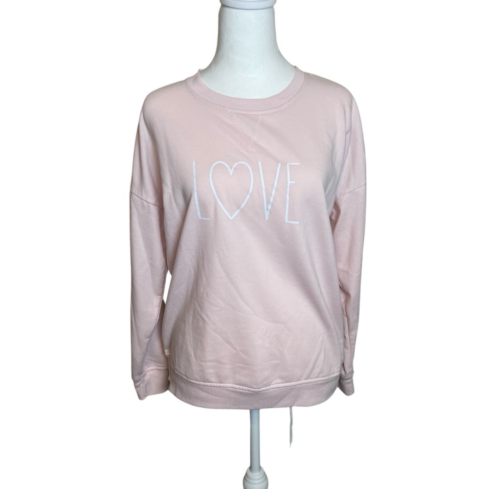 RAE DUNN Crewneck Love Sweatshirt Small Soft Pink Valentine’s Day Casual Novelty